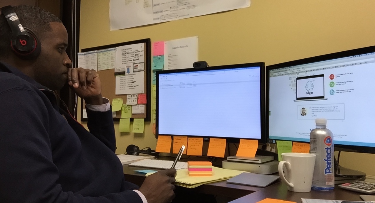 Professional workspace with dual monitors