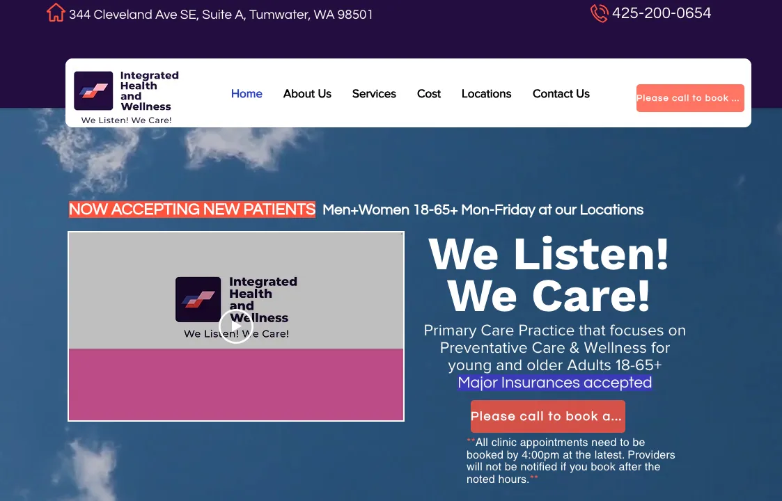 Healthcare wellness site - We Listen We Care - Integrated Health and Wellness