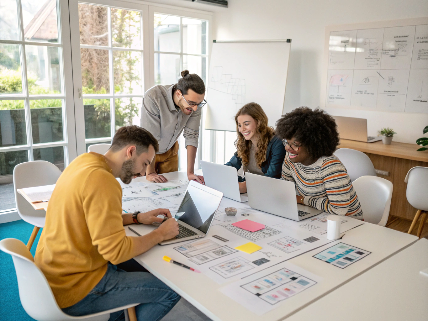 Web Designers creating UI and UX layouts