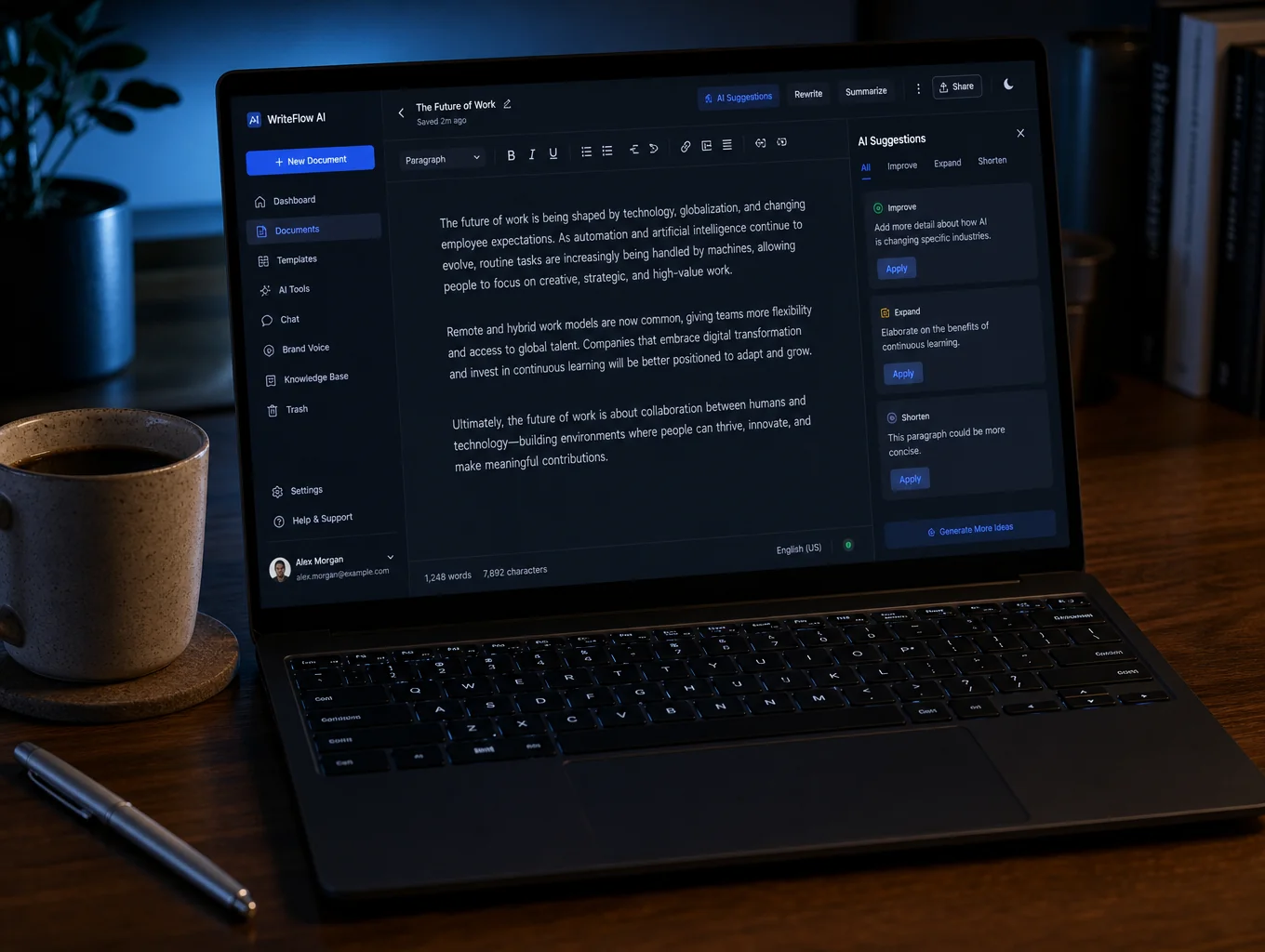 AI content composer generating post captions and ideas